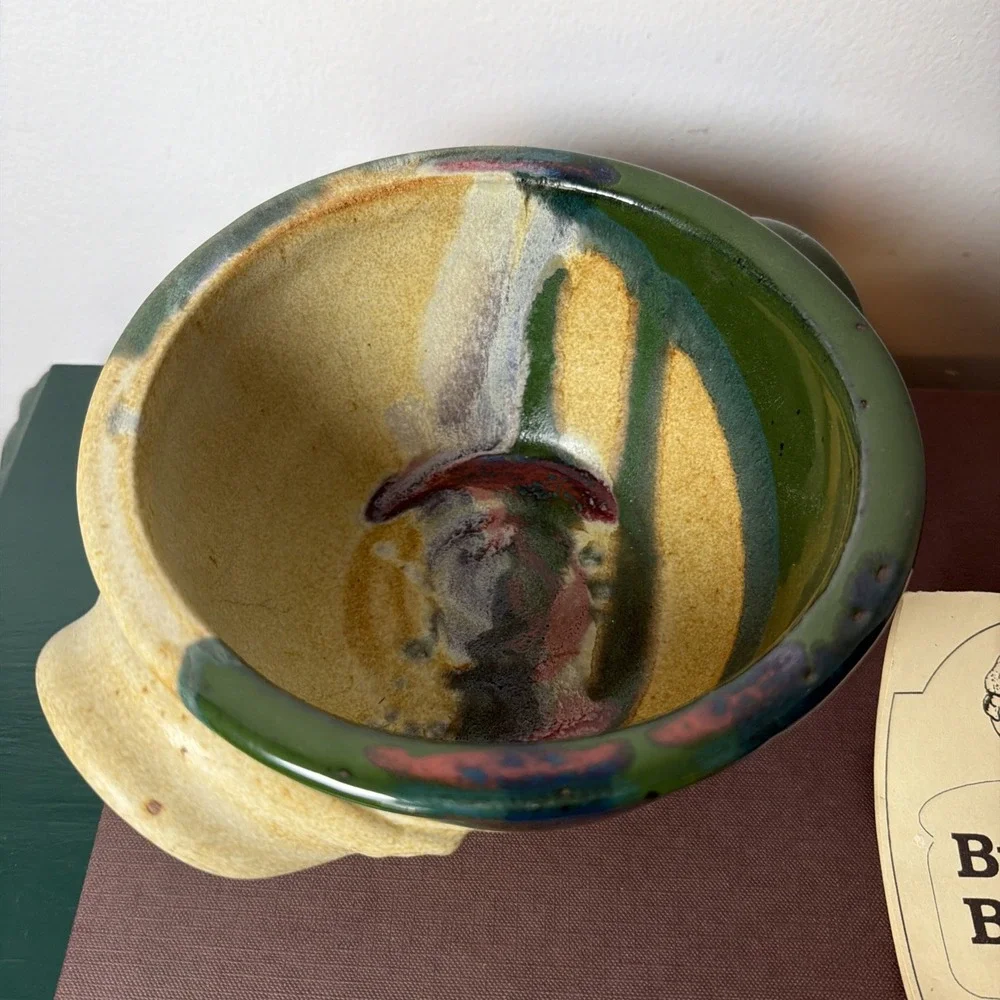 Ayers Pottery Stoneware Bread Baker USA Multicolor Glaze Sourdough Baking Needs